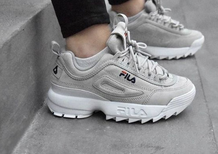 נעלי פילה-Fila Disruptor 2 Premium Athletic Shoes-GREY WHITE – תמונה 4