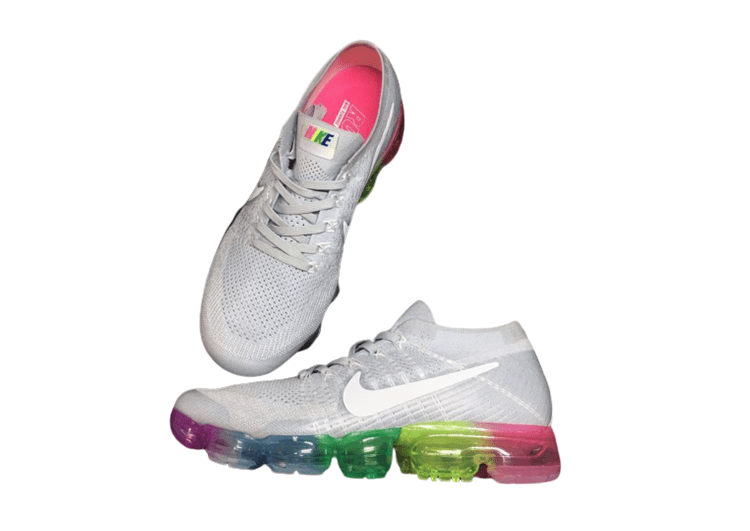 נעלי נייק-Nike Air Vapor Max Flyknit 2.0W LIGHT GRAY-WHITE LOGO – תמונה 4