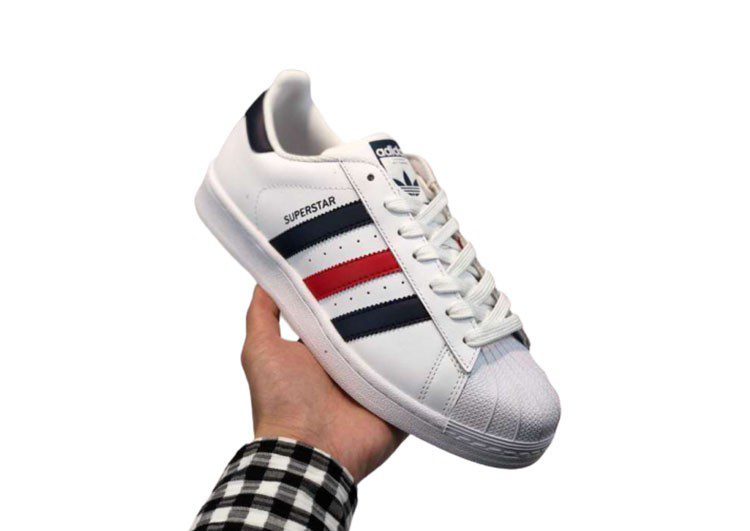 נעלי אדידס-ADIDAS Stan Smith - Shell Head White Dark Blue Red – תמונה 12