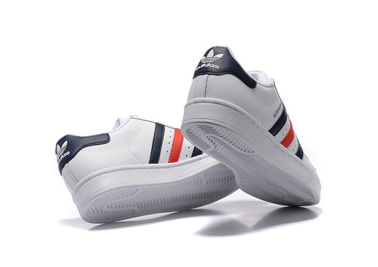 נעלי אדידס-ADIDAS Stan Smith - Shell Head White Dark Blue Red – תמונה 4