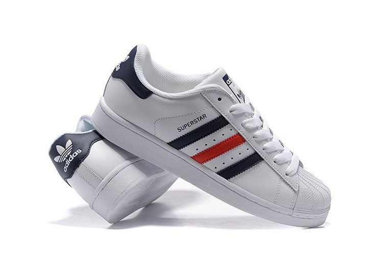 נעלי אדידס-ADIDAS Stan Smith - Shell Head White Dark Blue Red – תמונה 5