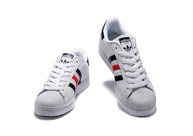 נעלי אדידס-ADIDAS Stan Smith - Shell Head White Dark Blue Red – תמונה 6