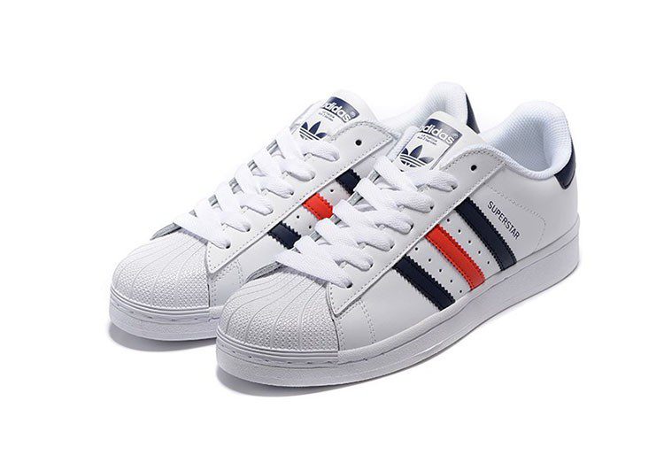 נעלי אדידס-ADIDAS Stan Smith - Shell Head White Dark Blue Red – תמונה 2