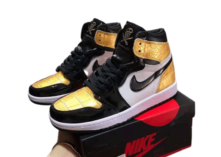 נעלי נייק-Nike air force 1 high BLACK- GOLDEN-WHITE – תמונה 8