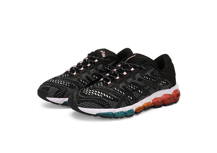 נעלי אסיקס-ASICS - QUANTUM - Jacquard Noodle JCQ - Black & White Blue ORG Yellow Female – תמונה 3