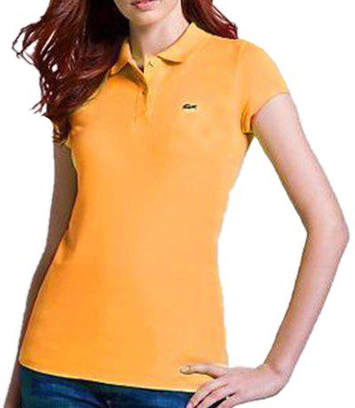 לקוסט-LACSOTE TSHIRT WOMEN POLO SHORT- Yellow ORG