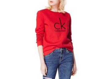 Large CK Round Neck Sweater Women-Red