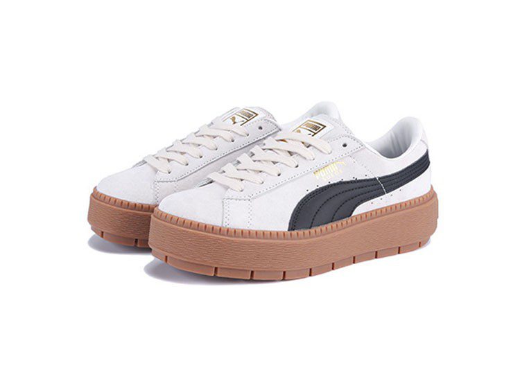 נעלי פומה- Puma suede platform rihanna platform shoes leather-Black and White – תמונה 4