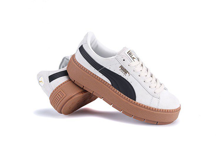 נעלי פומה- Puma suede platform rihanna platform shoes leather-Black and White – תמונה 5