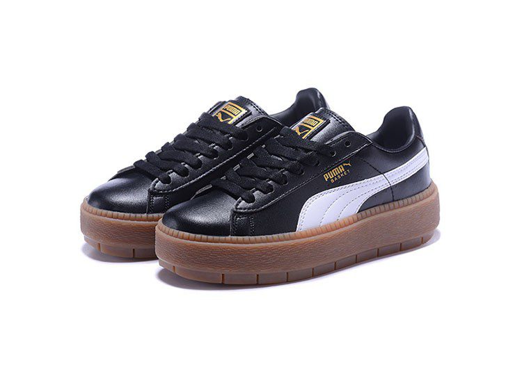 נעלי פומה- Puma suede platform rihanna platform shoes leather-White and Black – תמונה 2