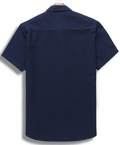 לקוסט-LACOSTE SHIRT MEN SHORT - NAVY BLUE – תמונה 2