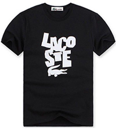 לקוסט-LACSOTE TSHIRT DESGIN MEN SHORT - Black & White Logo – תמונה 3