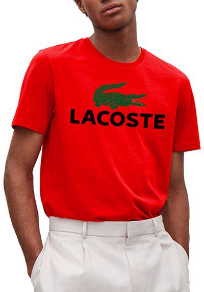 לקוסט-LACSOTE TSHIRT DESGIN MEN SHORT - Red & Green Black Logo