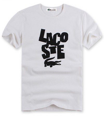 לקוסט-LACSOTE TSHIRT DESGIN MEN SHORT - White & Black Logo – תמונה 3
