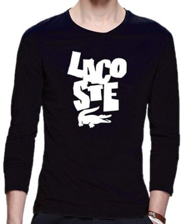 לקוסט-LACSOTE TSHIRT MEN LONG DESGIN - BLACK