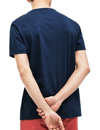 לקוסט-LACSOTE TSHIRT MEN V NECK SHORT - Navy Blue – תמונה 2