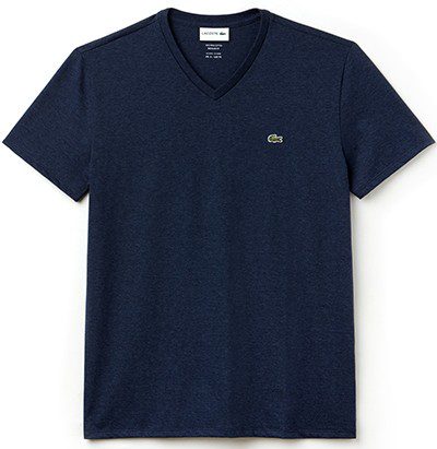 לקוסט-LACSOTE TSHIRT MEN V NECK SHORT - Navy Blue – תמונה 3