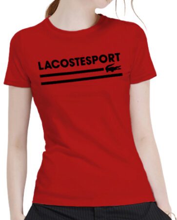 לקוסט-LACSOTE TSHIRT WOMEN DESGIN SHORT - RED
