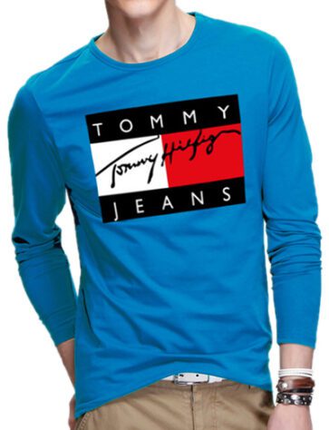 טומי הילפיגר-TOMMY TSHIRT MEN LONG - Blue