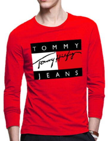 טומי הילפיגר-TOMMY TSHIRT MEN LONG - Red