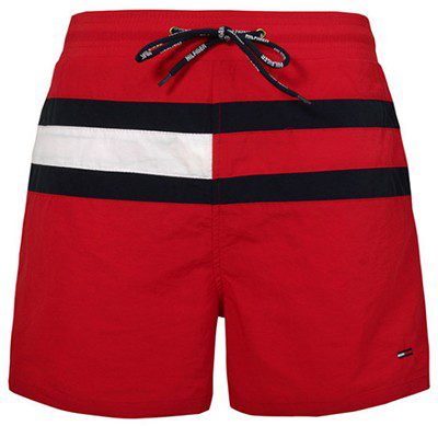 טומי הילפיגר-TOMMY SWIM MEN'S - Venetian Red Black & White
