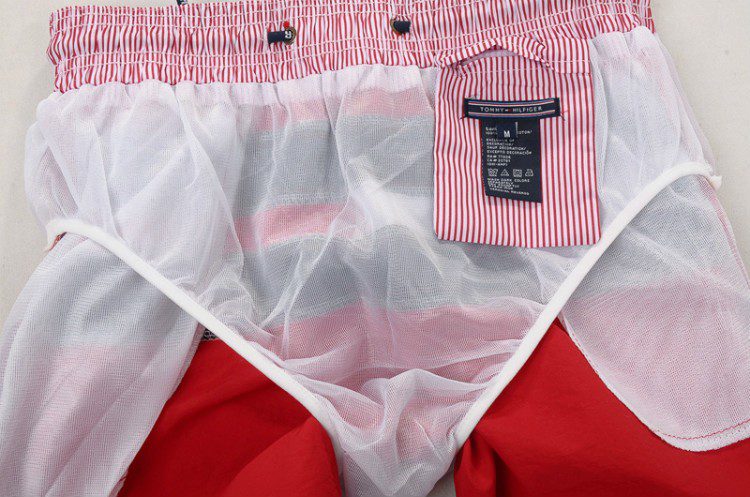 טומי הילפיגר-TOMMY SWIM MEN'S - Venetian Red Black & White – תמונה 7