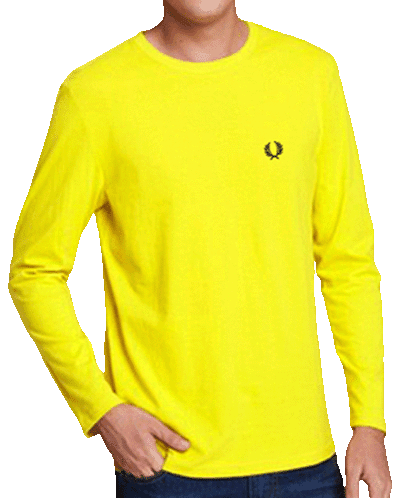 פרד פרי-FRED PERRY TSHIRT LONG MEN - YELLOW