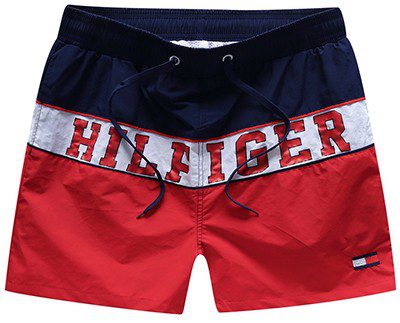 טומי הילפיגר-TOMMY SWIM MEN'S - BLACK WHITE & RED – תמונה 3