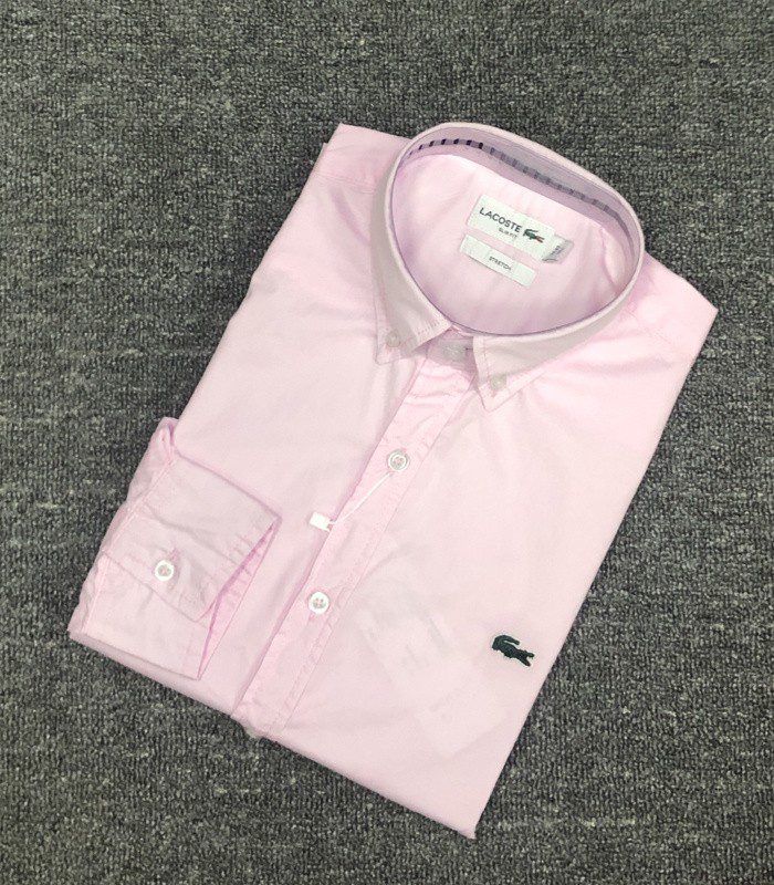 לקוסט-LACOSTE LONG MEN SHIRT - LIGHT PINK – תמונה 3