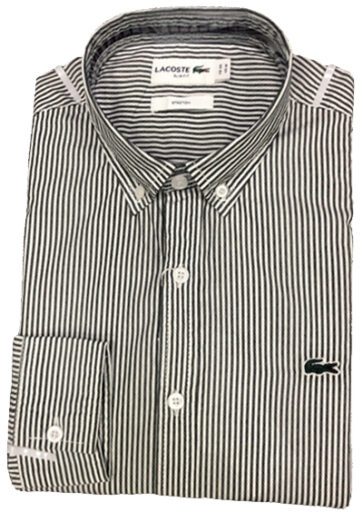 לקוסט-LACOSTE LONG MEN SHIRT - Thunder & WHITE