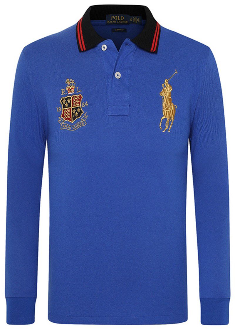 ראלף לורן-RALPH LAUREN POLO TSHIRT MEN LONG BIG PONY - BLUE