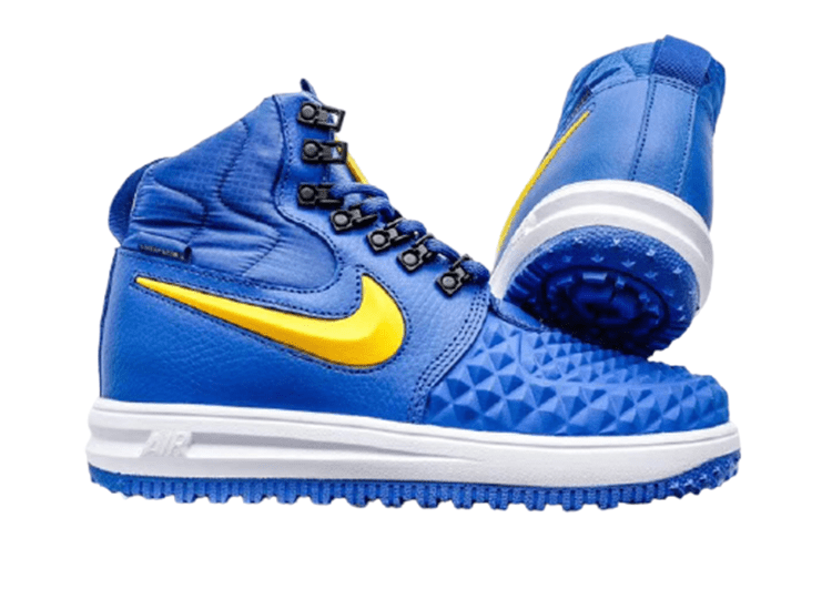 נעלי נייק-NIKE AIR LF1 DUCKBOOT - Blue & Yellow Logo – תמונה 4