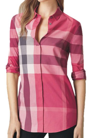 ברברי-BURBERRY WOMEN BUTTON- Dark Pink Mix