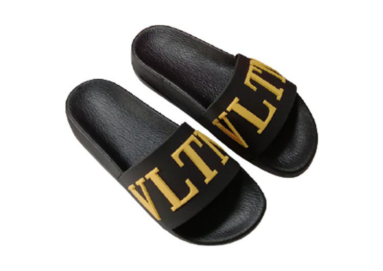 ולנטינו-VALENTINO SLLIPERS - Black & Yellow