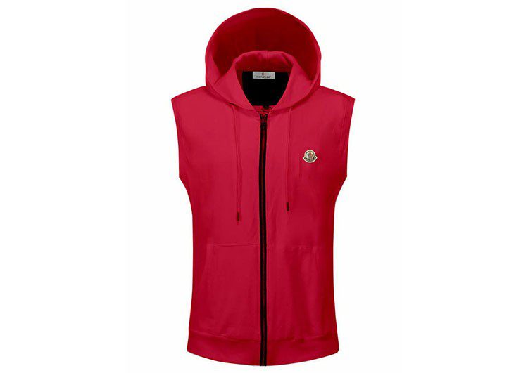 מונקלר-MONCLER VEST HOODIES - RED