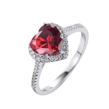 טבעת יוקרה-Silver Red Red Heart Ring 5A CZ Zirconia Wedding Jewelry brand
