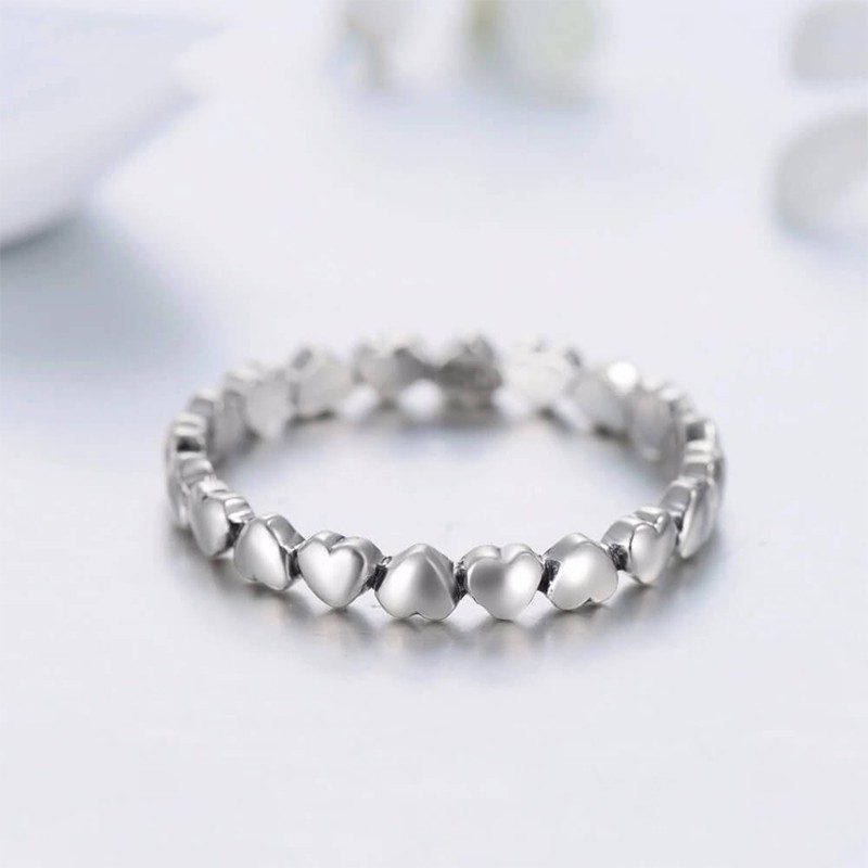 טבעת יוקרה-Silver Ring Heart Finger Forever Love Jewelry Valentine's Day Gift – תמונה 5