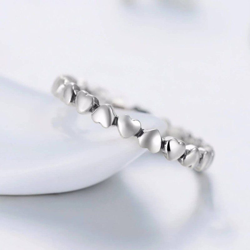 טבעת יוקרה-Silver Ring Heart Finger Forever Love Jewelry Valentine's Day Gift – תמונה 4