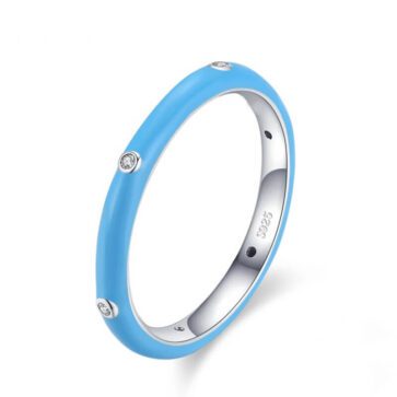 טבעת יוקרה-Silver Ring Enamel Finger Rings for Women Men Romantic Couples