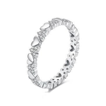 טבעת יוקרה-Silver Ring Fashion Hearts Stackable For Women