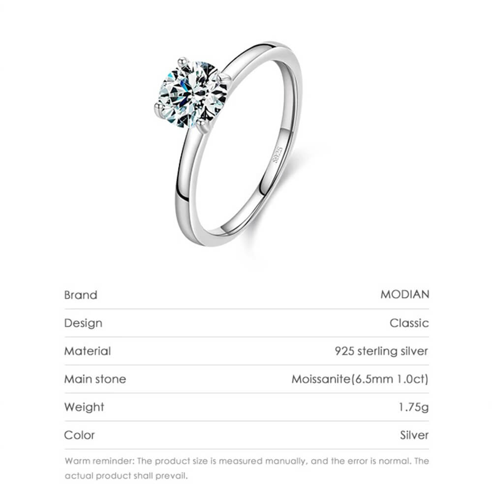 טבעת יוקרה-Silver Ring For Women Classic Wedding – תמונה 3