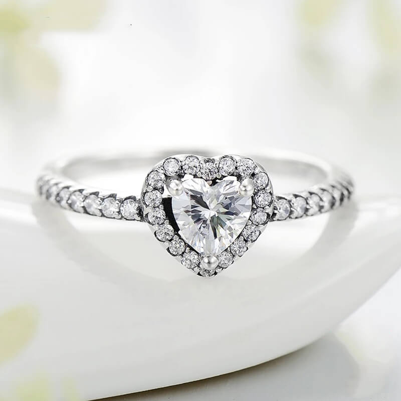 טבעת יוקרה-Silver Finger Rings Charm Clear CZ Finger Rings For Women – תמונה 3