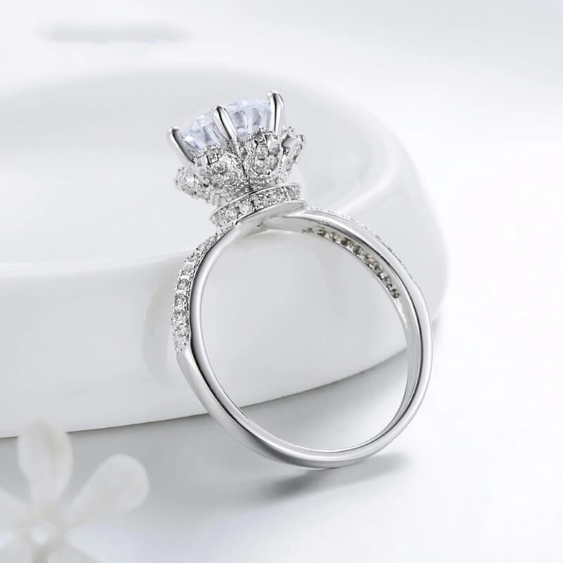 טבעת יוקרה-Silver Wedding Ring CZ Zircon Jewelry party engagement brand – תמונה 4