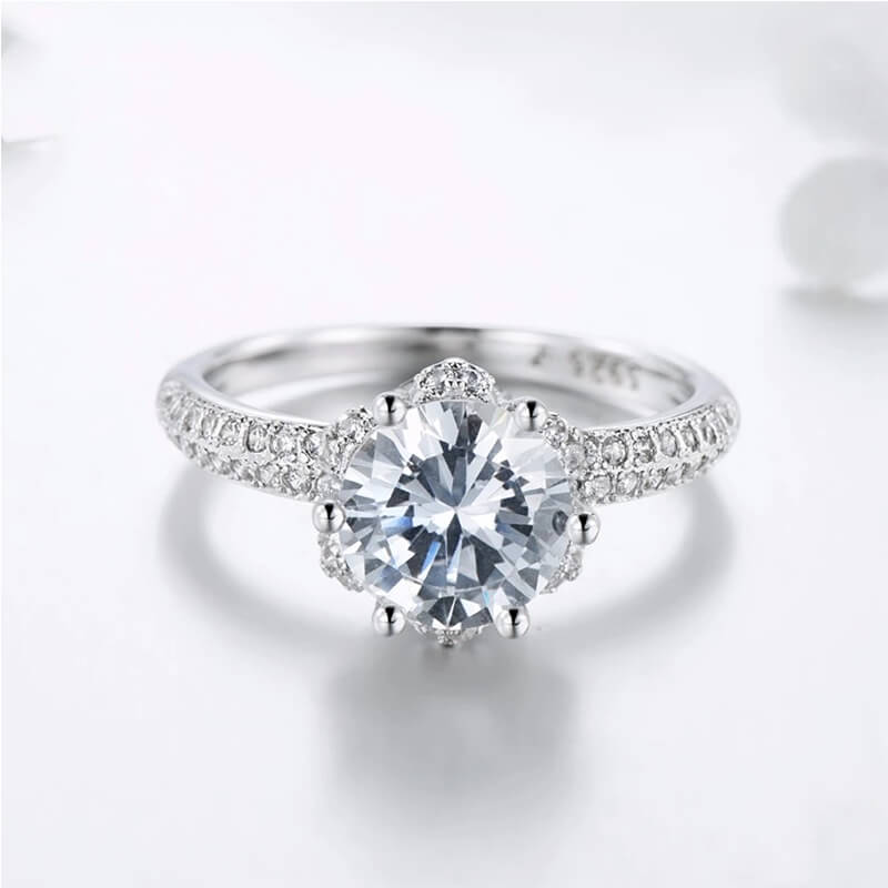 טבעת יוקרה-Silver Wedding Ring CZ Zircon Jewelry party engagement brand – תמונה 3