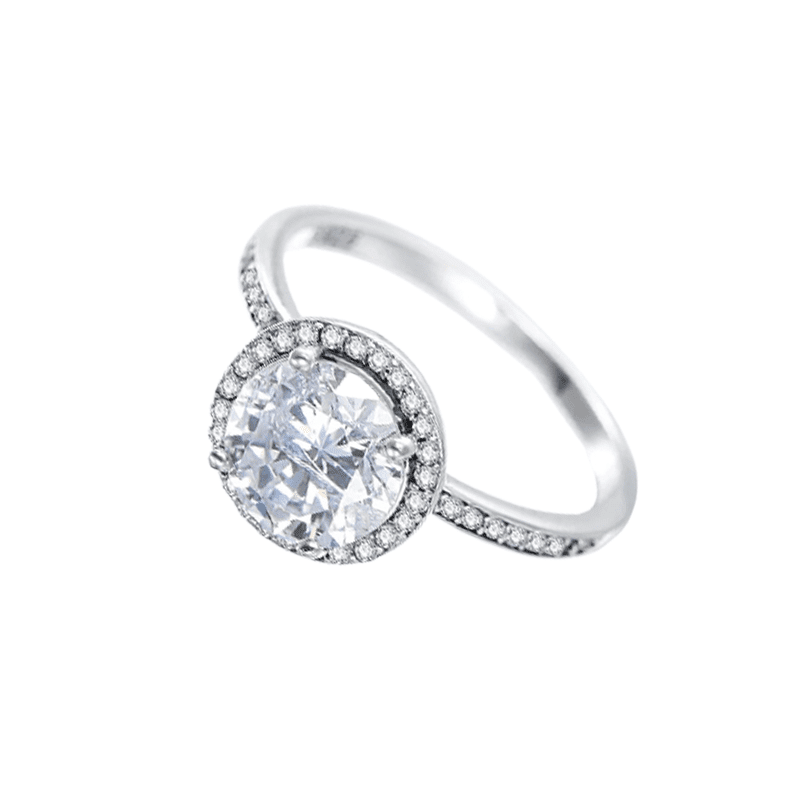 טבעת יוקרה-Silver Round Clear CZ Fashion Finger Ring Classic Jewelry For Women – תמונה 2