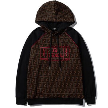 פנדי - FENDI HOODIES - Brown Pod Black & Red Logo
