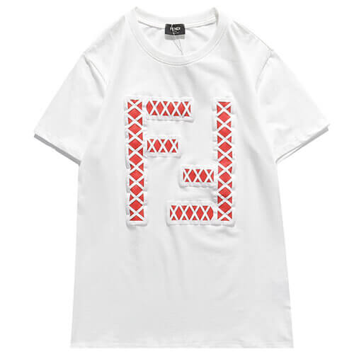 פנדי - FENDI TSHIRT MEN - White & Red