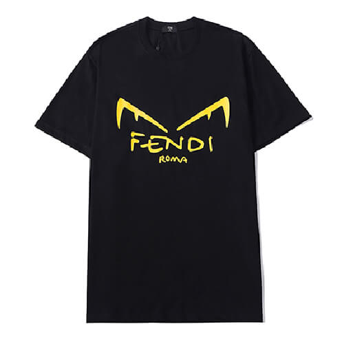 פנדי - FENDI TSHIRT MEN - Black & Yellow