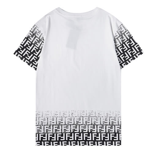 פנדי - FENDI TSHIRT MEN - White Black Combo – תמונה 2