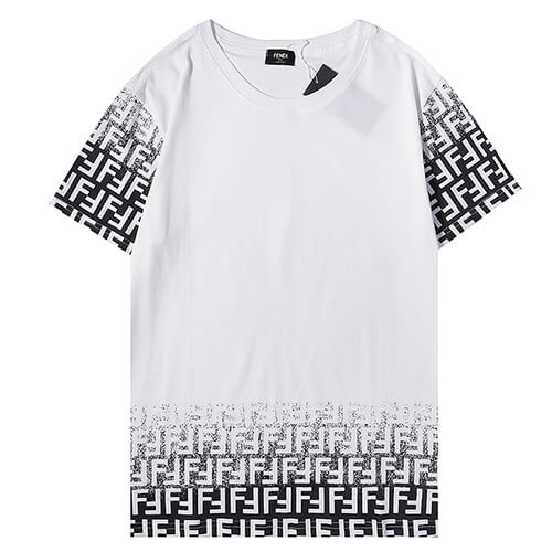 פנדי - FENDI TSHIRT MEN - White Black Combo